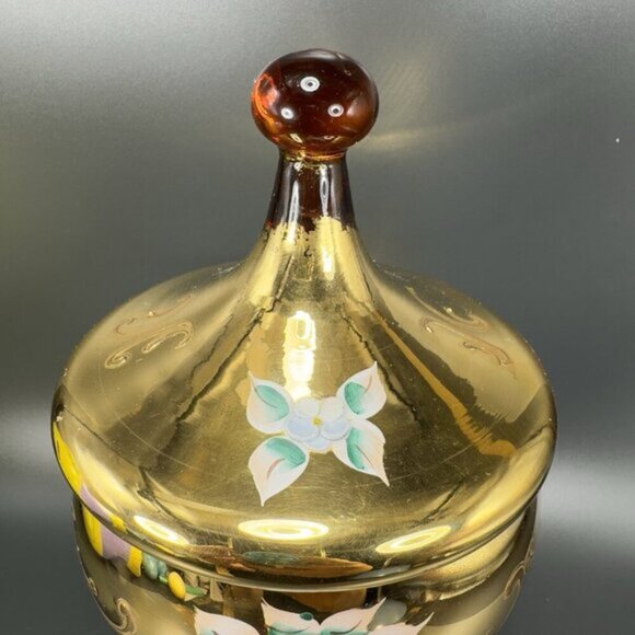 Venetian Glass Candy Dish Container Jar Apothecary Jar Painted Italian Glass VTG - Picture 14 of 16